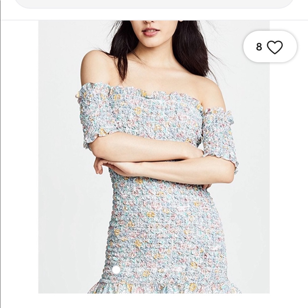 Petersyn smocked off shoulder dress pastel print